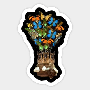 German Shepherd Dog Butterfly Hot Air Balloon Sticker